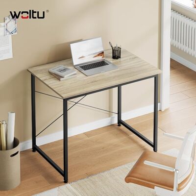Woltu Escritorio Moderno De Madera Y Negro Con Estante Woltu Escritorio Moderno De Madera Y Negro Con Estante