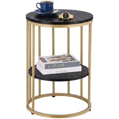 Relaxdays Mesa Auxiliar Efecto Mármol, 2 Estantes, Salón, Metal Y Mdf, Mesa Redonda, (al X Ø) 57 X 40 Cm, Negro/dorado Relaxdays Mesa Auxiliar Efecto Mármol, 2 Estantes, Salón, Metal Y Mdf, Mesa Redonda, (al X Ø) 57 X 40 Cm, Negro/dorado