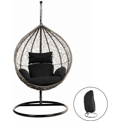 Silla colgante de poliratán negro Home Deluxe - Resistente a la intemperie Silla colgante de poliratán negro Home Deluxe - Resistente a la intemperie