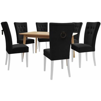 MIRJAN24 Conjunto De Mesas Y Sillas Para Comedor Racine 144, Negro, 76x80x140cm, Diámetro: 0, Número De Asientos: 6, Estilo: Clásicomoderno MIRJAN24 Conjunto De Mesas Y Sillas Para Comedor Racine 144, Negro, 76x80x140cm, Diámetro: 0, Número De Asientos: 6, Estilo: Clásicomoderno