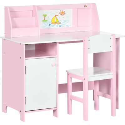 YULINLAND Set Mesa Y Silla Infantil Rosa 90x45x85 Cm Con Pizarra Blanca Escritorio Niños +5 Años YULINLAND Set Mesa Y Silla Infantil Rosa 90x45x85 Cm Con Pizarra Blanca Escritorio Niños +5 Años