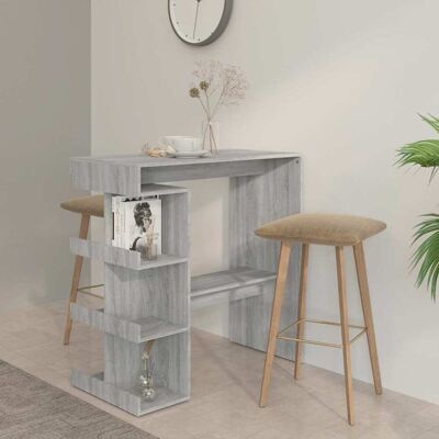 vidaXL Nova Mesa de Bar Gris Sonoma con Estantería - Mesa de Bar vidaXL Nova Mesa de Bar Gris Sonoma con Estantería - Mesa de Bar