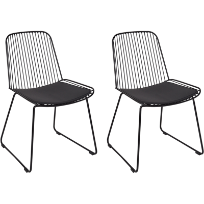 Beliani - Conjunto De 2 Sillas De Comedor De Metal Respaldo De Alambre Asiento De Piel Sintética Negro Pensacola Beliani - Conjunto De 2 Sillas De Comedor De Metal Respaldo De Alambre Asiento De Piel Sintética Negro Pensacola
