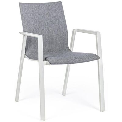 Bizzotto - Silla De Exterior De Aluminio Blanco Con Cojín Gris Oscuro Odeon 55,5x60 H83 Cm Bizzotto - Silla De Exterior De Aluminio Blanco Con Cojín Gris Oscuro Odeon 55,5x60 H83 Cm
