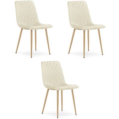 AKORD Silla Turín - Terciopelo Beige Claro / Patas Color Madera X 3 AKORD Silla Turín - Terciopelo Beige Claro / Patas Color Madera X 3