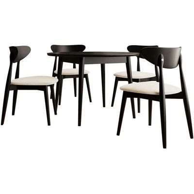 MIRJAN24 Conjunto De Mesas Y Sillas Para Comedor Racine 134, Magic Velvet 2250 + Negro, 76x0x0cm, Diámetro: 120, Número De Asientos: 4, Estilo: Contemporary MIRJAN24 Conjunto De Mesas Y Sillas Para Comedor Racine 134, Magic Velvet 2250 + Negro, 76x0x0cm, Diámetro: 120, Número De Asientos: 4, Estilo: Contemporary