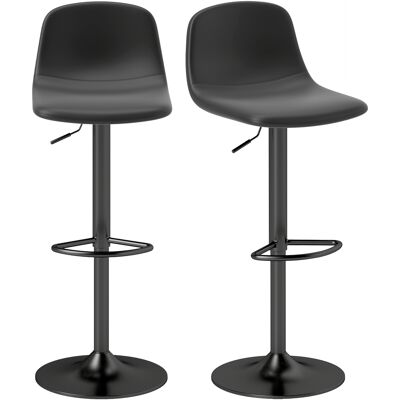JHY DESIGN Juego De 2 Taburetes De Bar, Sillas De Bar Con Tapicería De Piel Sintética, Giratorias, Con Respaldo Y Reposapiés, Base De Metal, Color Negro. JHY DESIGN Juego De 2 Taburetes De Bar, Sillas De Bar Con Tapicería De Piel Sintética, Giratorias, Con Respaldo Y Reposapiés, Base De Metal, Color Negro.