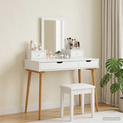 Vidaxl Conjunto De Mesa De Tocador Fauske 4 Uds. Blanco Vidaxl Conjunto De Mesa De Tocador Fauske 4 Uds. Blanco