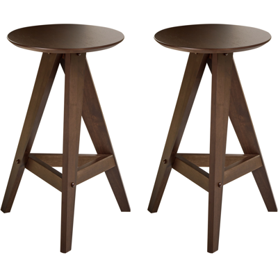 BELIANI Conjunto De 2 Taburetes De Madera De Caucho Estilo Retro Comedor Cocina Marrón Oscuro Aroma BELIANI Conjunto De 2 Taburetes De Madera De Caucho Estilo Retro Comedor Cocina Marrón Oscuro Aroma