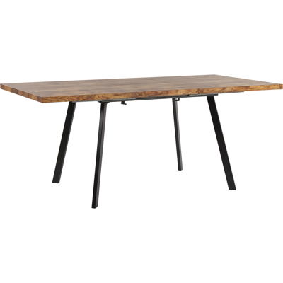 BELIANI Mesa De Comedor Madera Clara Patas De Metal Negro Mdf Extensible 140/180 X 90 Cm Extensión Tradicional Harlow BELIANI Mesa De Comedor Madera Clara Patas De Metal Negro Mdf Extensible 140/180 X 90 Cm Extensión Tradicional Harlow