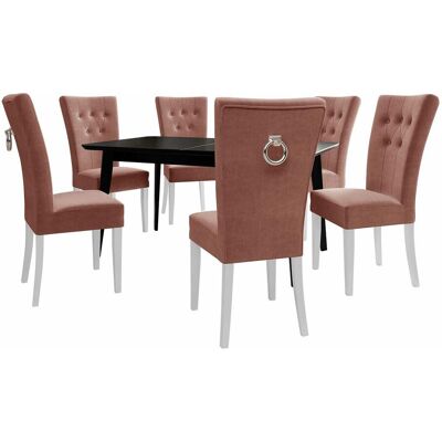 MIRJAN24 Conjunto De Mesas Y Sillas Para Comedor Racine 144, Plata, 76x80x140cm, Diámetro: 0, Número De Asientos: 6, Estilo: Clásicomoderno MIRJAN24 Conjunto De Mesas Y Sillas Para Comedor Racine 144, Plata, 76x80x140cm, Diámetro: 0, Número De Asientos: 6, Estilo: Clásicomoderno