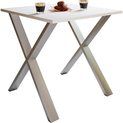 Mesa de comedor blanca VCM Xona - Cuadrada, Pie U, Melamina Mesa de comedor blanca VCM Xona - Cuadrada, Pie U, Melamina
