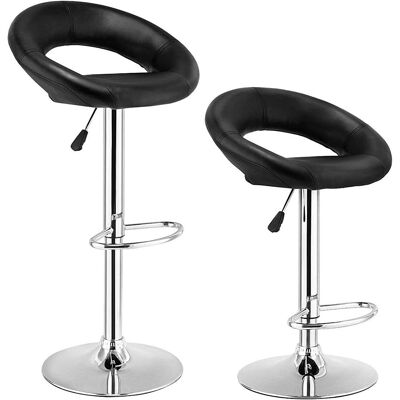 Costway - 2 Taburetes De Bar Altura Ajustable Taburete Giratorio Con Reposapiés Cromado Cuero Pu Para Bar Cocina Pub Bistrós Costway - 2 Taburetes De Bar Altura Ajustable Taburete Giratorio Con Reposapiés Cromado Cuero Pu Para Bar Cocina Pub Bistrós