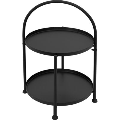 ECD Germany - Mesita Auxiliar Redonda ø 30 x 45 cm de Metal Negro de 2 Niveles ECD Germany - Mesita Auxiliar Redonda ø 30 x 45 cm de Metal Negro de 2 Niveles