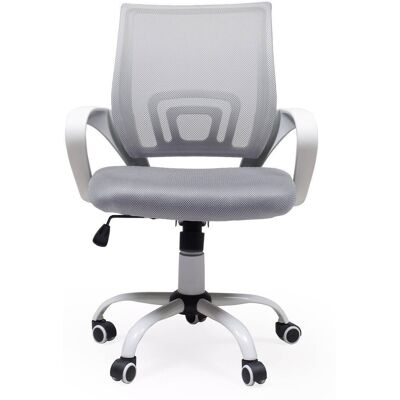 HOMELY Silla De Oficina, Estudio O Escritorio Practik Con Brazos Y Base Giratoria Color Blanco Y Tela 3d, De 58x55x87/97 Cm Gris Mf-11 HOMELY Silla De Oficina, Estudio O Escritorio Practik Con Brazos Y Base Giratoria Color Blanco Y Tela 3d, De 58x55x87/97 Cm Gris Mf-11