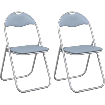 Silla Plegable 2 Uds. Cuero Sintético Gris 48 X 43,5 X 81 Cm Vidaxl Silla Plegable 2 Uds. Cuero Sintético Gris 48 X 43,5 X 81 Cm Vidaxl