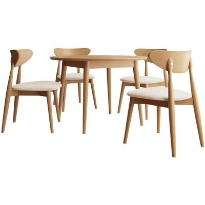 MIRJAN24 Conjunto De Mesas Y Sillas Para Comedor Racine 134, Magic Velvet 2250 + Marrón, 76x0x0cm, Diámetro: 120, Número De Asientos: 4, Estilo: Contemporary MIRJAN24 Conjunto De Mesas Y Sillas Para Comedor Racine 134, Magic Velvet 2250 + Marrón, 76x0x0cm, Diámetro: 120, Número De Asientos: 4, Estilo: Contemporary