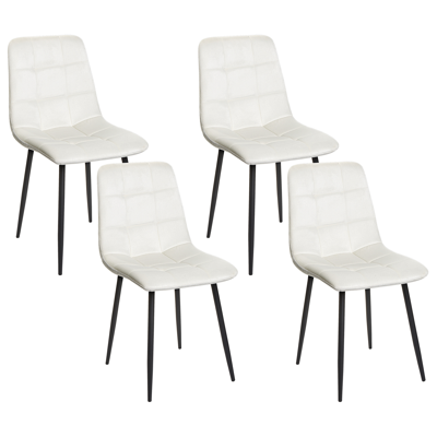 Beliani - Conjunto De 4 Sillas De Comedor Moderno Patas De Hierro Terciopelo Blanco Crema Powell Beliani - Conjunto De 4 Sillas De Comedor Moderno Patas De Hierro Terciopelo Blanco Crema Powell