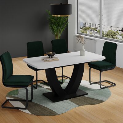 Mesa De Comedor Fenaro, Blanco/negro, 120-160 X 80 Cm Extensible, Vicco Mesa De Comedor Fenaro, Blanco/negro, 120-160 X 80 Cm Extensible, Vicco