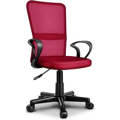 Tresko Silla De Oficina Color Vino, Silla De Escritorio Giratoria, Con Reposabrazos Y Ruedas De Plástico De Marcha Suave, Altura Regulable De Forma Continua, Asiento Acolchado, Ajuste Ergonómico. Tresko Silla De Oficina Color Vino, Silla De Escritorio Giratoria, Con Reposabrazos Y Ruedas De Plástico De Marcha Suave, Altura Regulable De Forma Continua, Asiento Acolchado, Ajuste Ergonómico.