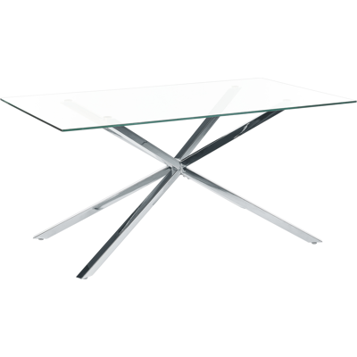 Beliani - Mesa De Comedor Rectangular 160 X 90 Cm Tablero De Vidrio Templado Transparente Patas Plateadas Cora Beliani - Mesa De Comedor Rectangular 160 X 90 Cm Tablero De Vidrio Templado Transparente Patas Plateadas Cora