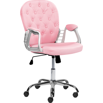 Silla de oficina rosa de cuero sintético Beliani - Silla de oficina Silla de oficina rosa de cuero sintético Beliani - Silla de oficina