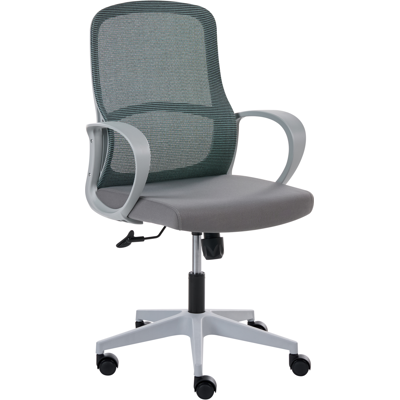 BELIANI Silla De Oficina Giratoria Moderna Con Respaldo Inclinable De Malla Asiento De Tela Regulación De Altura Y Reposabrazos Gris Senta BELIANI Silla De Oficina Giratoria Moderna Con Respaldo Inclinable De Malla Asiento De Tela Regulación De Altura Y Reposabrazos Gris Senta
