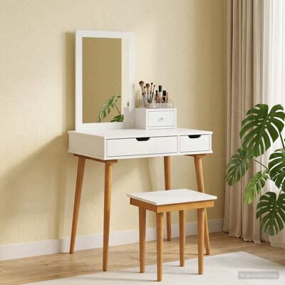 Vidaxl Conjunto De Mesa De Tocador Fauske 4 Uds. Blanco Vidaxl Conjunto De Mesa De Tocador Fauske 4 Uds. Blanco