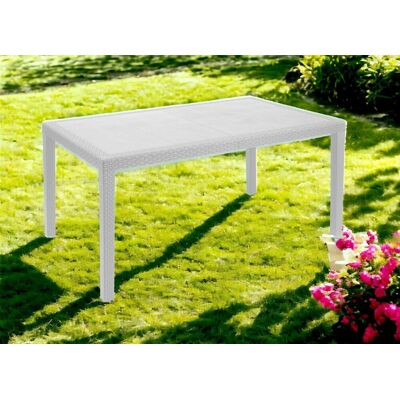 Mesa de Jardín Rattan Blanco 138x78 cm - Muebles de Exterior Mesa de Jardín Rattan Blanco 138x78 cm - Muebles de Exterior