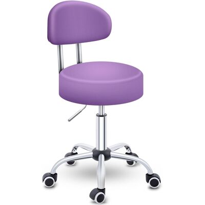 Tresko Taburete Rodante Morado Con Respaldo, Taburete De Trabajo, Taburete Giratorio, Taburete Cosmético, Taburete De Práctica. Tresko Taburete Rodante Morado Con Respaldo, Taburete De Trabajo, Taburete Giratorio, Taburete Cosmético, Taburete De Práctica.