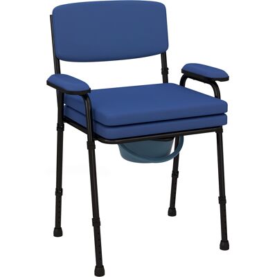 LIIYIELA Silla Inodoro Multifuncional Con Cubo Extraíble, Altura Regulable, Asiento Y Reposabrazos Acolchados, Color Azul. LIIYIELA Silla Inodoro Multifuncional Con Cubo Extraíble, Altura Regulable, Asiento Y Reposabrazos Acolchados, Color Azul.