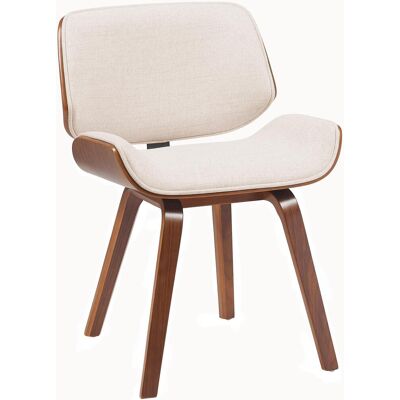 DÉCOSHOP26 Illa De Comedor De Diseño Retro En Tela Crema Con Patas De Madera Curvada Aspecto Nogal 10000752 DÉCOSHOP26 Illa De Comedor De Diseño Retro En Tela Crema Con Patas De Madera Curvada Aspecto Nogal 10000752