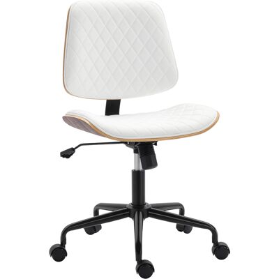 JHY DESIGN Silla De Oficina Giratoria Sin Reposabrazos, Respaldo Curvo, Asiento En Forma De U, Altura Regulable, Función De Inclinación, Color Blanco. JHY DESIGN Silla De Oficina Giratoria Sin Reposabrazos, Respaldo Curvo, Asiento En Forma De U, Altura Regulable, Función De Inclinación, Color Blanco.