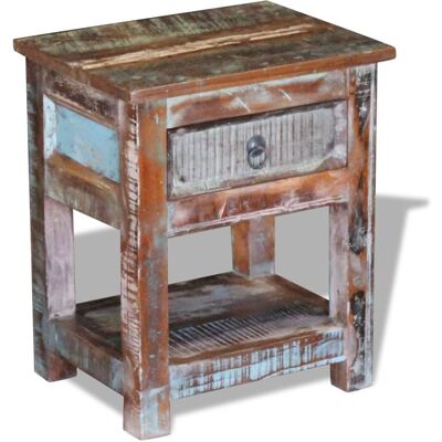 Mesa auxiliar con 1 cajón de madera maciza reciclada - Mesita de noche Mesa auxiliar con 1 cajón de madera maciza reciclada - Mesita de noche