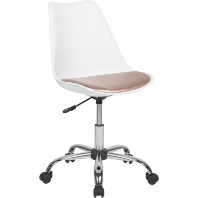 Beliani - Silla De Oficina Blanco Rosa Dorado Polipropileno Giratorio Acolchado Escritorio Dakota Ii Beliani - Silla De Oficina Blanco Rosa Dorado Polipropileno Giratorio Acolchado Escritorio Dakota Ii