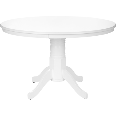 Beliani - Mesa De Comedor Redonda Vintage Con Pedestal De Madera Blanca 120 Cm Akron Beliani - Mesa De Comedor Redonda Vintage Con Pedestal De Madera Blanca 120 Cm Akron