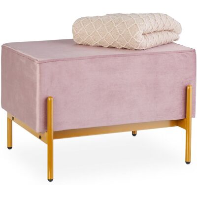 Relaxdays otomana de terciopelo - 40x60x43 cm - Rosa - Banquetas y puffs Relaxdays otomana de terciopelo - 40x60x43 cm - Rosa - Banquetas y puffs