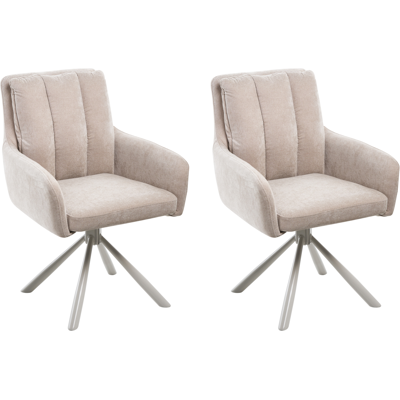 BELIANI Conjunto De 2 Sillas Giratorias De Comedor Modernas De Tela Asiento Acolchado Patas De Metal Beige Sardoal BELIANI Conjunto De 2 Sillas Giratorias De Comedor Modernas De Tela Asiento Acolchado Patas De Metal Beige Sardoal