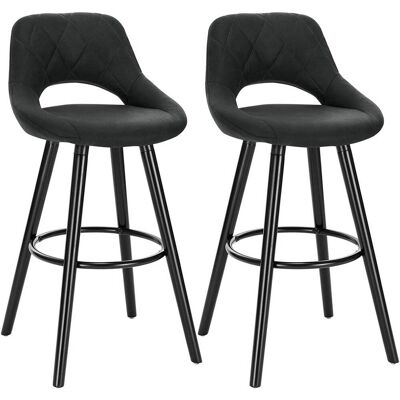 HELLOSHOP26 Juego De 2 Taburetes De Bar Tapizados En Tela Con Patas De Madera Color Antracita 190000563 HELLOSHOP26 Juego De 2 Taburetes De Bar Tapizados En Tela Con Patas De Madera Color Antracita 190000563