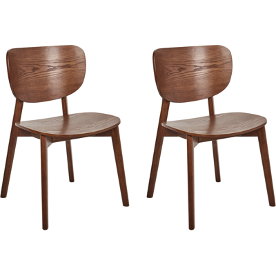 BELIANI Conjunto De 2 Sillas De Comedor Estructura Y Patas De Madera De Caucho Y Revestimiento De Chapa De Madera De Fresno Marrón Overly BELIANI Conjunto De 2 Sillas De Comedor Estructura Y Patas De Madera De Caucho Y Revestimiento De Chapa De Madera De Fresno Marrón Overly