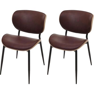 DÉCOSHOP26 Et De 2 Sillas De Comedor De Diseño Retro Con Respaldo De Madera Curvada Y Tapizado De Piel Sintética Marrón Vintage 04000950 DÉCOSHOP26 Et De 2 Sillas De Comedor De Diseño Retro Con Respaldo De Madera Curvada Y Tapizado De Piel Sintética Marrón Vintage 04000950