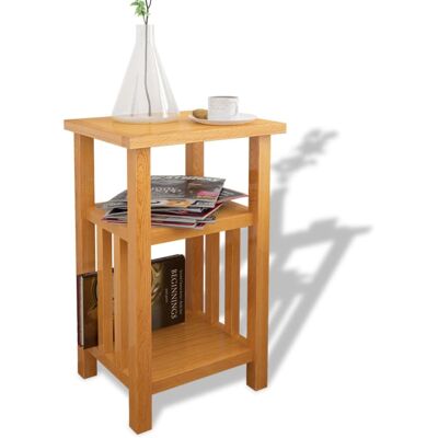 vidaXL Awo22676 - Mesa auxiliar de roble macizo con estante para periódicos vidaXL Awo22676 - Mesa auxiliar de roble macizo con estante para periódicos