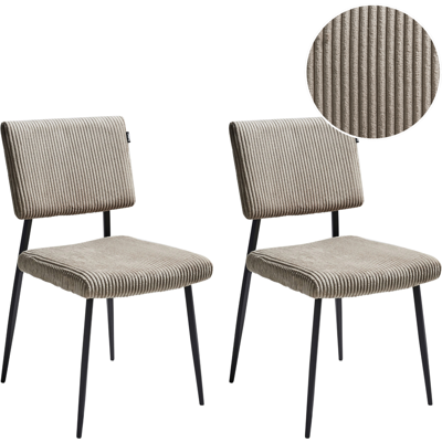 Beliani - Conjunto De 2 Sillas De Comedor Patas De Hierro Tapicería De Pana Gris Pardo Sturgis Beliani - Conjunto De 2 Sillas De Comedor Patas De Hierro Tapicería De Pana Gris Pardo Sturgis