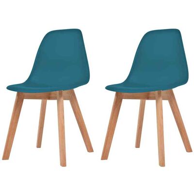 vidaXL Sillas de comedor de plástico turquesa 2 piezas - Sillas de comedor vidaXL Sillas de comedor de plástico turquesa 2 piezas - Sillas de comedor