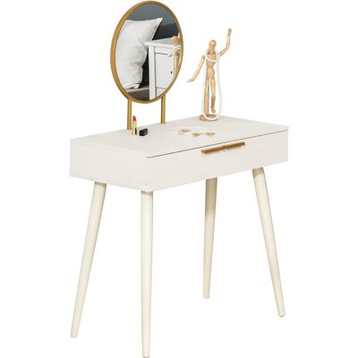 Homcom Tocador Modern Blanco con 2 Cajones y Espejo Redondo Homcom Tocador Modern Blanco con 2 Cajones y Espejo Redondo