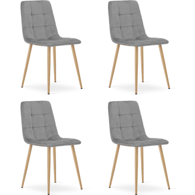 AKORD Silla Kara - Terciopelo Gris Claro / Patas De Roble X 4 AKORD Silla Kara - Terciopelo Gris Claro / Patas De Roble X 4