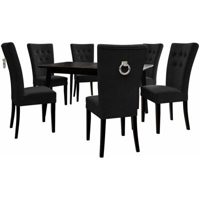 MIRJAN24 Conjunto De Mesas Y Sillas Para Comedor Racine 144, Negro + Magic Velvet 2219, 76x80x140cm, Diámetro: 0, Número De Asientos: 6, Estilo: Modernoclásico MIRJAN24 Conjunto De Mesas Y Sillas Para Comedor Racine 144, Negro + Magic Velvet 2219, 76x80x140cm, Diámetro: 0, Número De Asientos: 6, Estilo: Modernoclásico