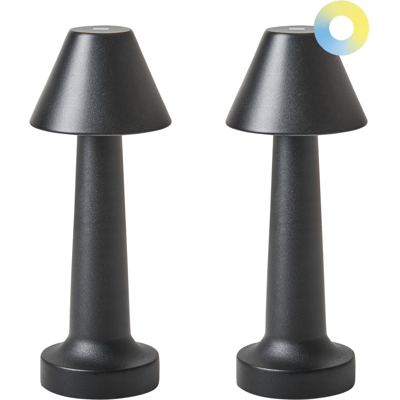 BELIANI Conjunto De 2 Lámparas De Mesa De Hierro Mesilla De Noche Negro Joanes BELIANI Conjunto De 2 Lámparas De Mesa De Hierro Mesilla De Noche Negro Joanes