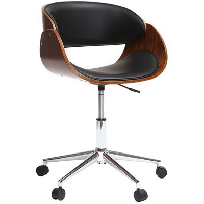 Miliboo - Silla De Escritorio Nogal Y Negro Con Ruedas Bent Miliboo - Silla De Escritorio Nogal Y Negro Con Ruedas Bent