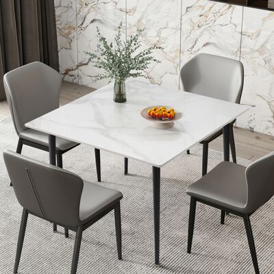 Unho - Mesa Comedor Mármol De Cocina Mesa Cuadrada Con Patas De Metal Nortica 80 X 80 X76 Cm, Bentley Blanco Unho - Mesa Comedor Mármol De Cocina Mesa Cuadrada Con Patas De Metal Nortica 80 X 80 X76 Cm, Bentley Blanco